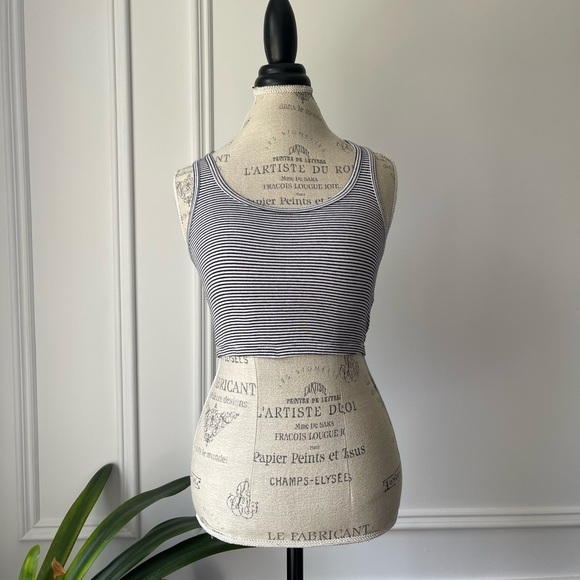 Garage Striped Black and White cropped Tank Top - Picture 2 of 6